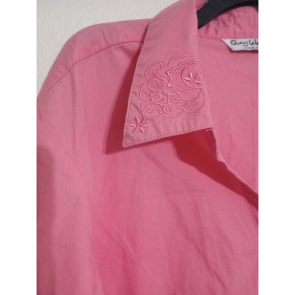 Quizz‎ Woman Blouse Pink Floral Embroidered 3/4 Scalloped Sleeve Plus Size 24 - Picture 3 of 6